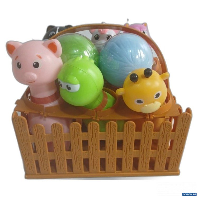Artikel Nr. 468802 Artikel Nr. 468802: Kunststoffkorb mit 7 bunten Tierfiguren Kinderspielzeug