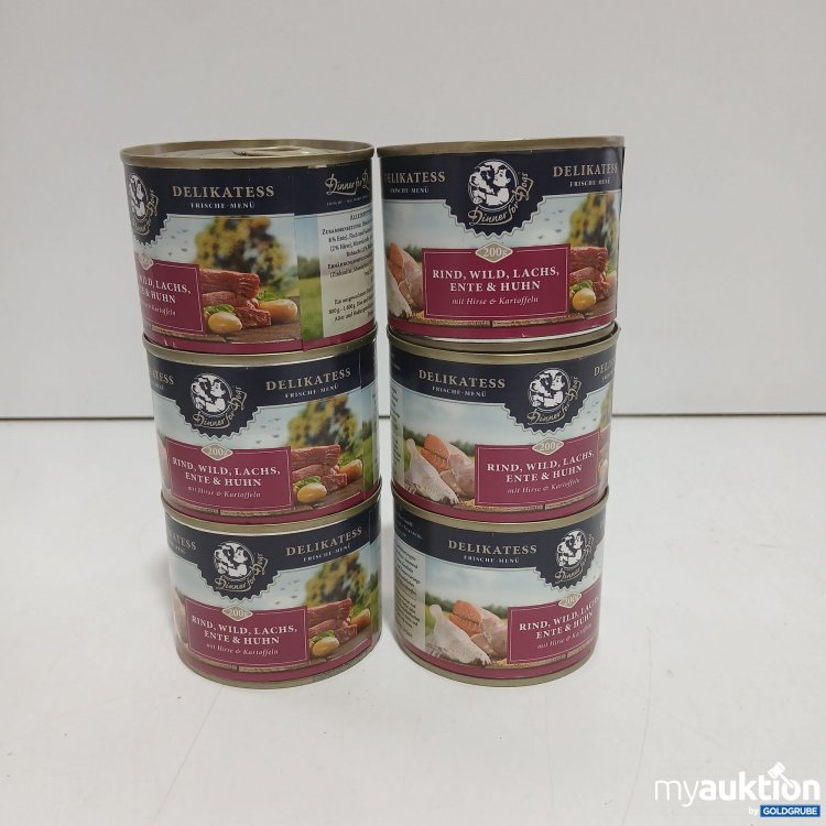 Artikel Nr. 971802: Dinner for Dogs Delikatess Rind Wild Lachs Ente Huhn 6x200g