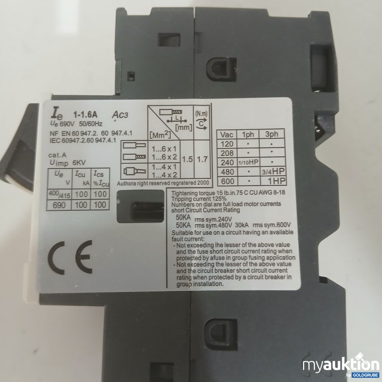 Artikel Nr. 987804 Artikel Nr. 987804: Motorschutzschalter GV2-ME06C/1-1,6A