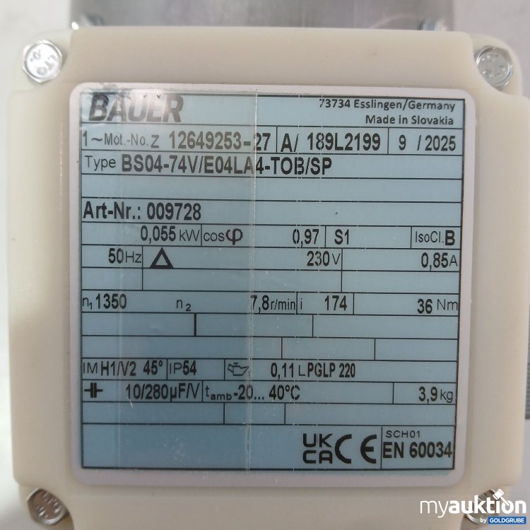 Artikel Nr. 976808: Bauer Getriebemotor BS04-74V/E04LA4-TOB/SP