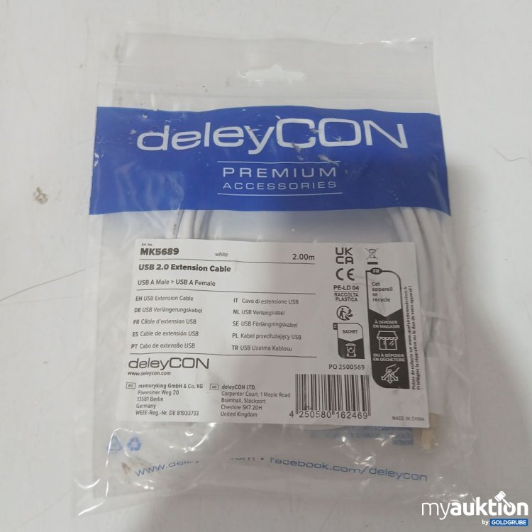 Artikel Nr. 930811 Artikel Nr. 930811: deleyCON USB 2.0 Extension Cable MK5689 A Male - Female 2.00 m