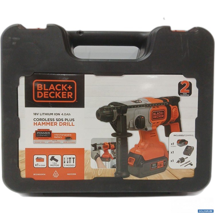 Artikel Nr. 976812: Black Decker 18V Lithium Ion 4.0Ah Cordless SDS Plus Hammer Drill, Model.No. BCD900M1K-QW