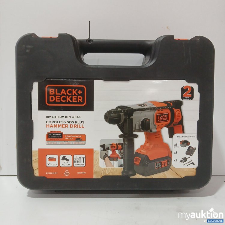 Artikel Nr. 976812: Black Decker 18V Lithium Ion 4.0Ah Cordless SDS Plus Hammer Drill, Model.No. BCD900M1K-QW