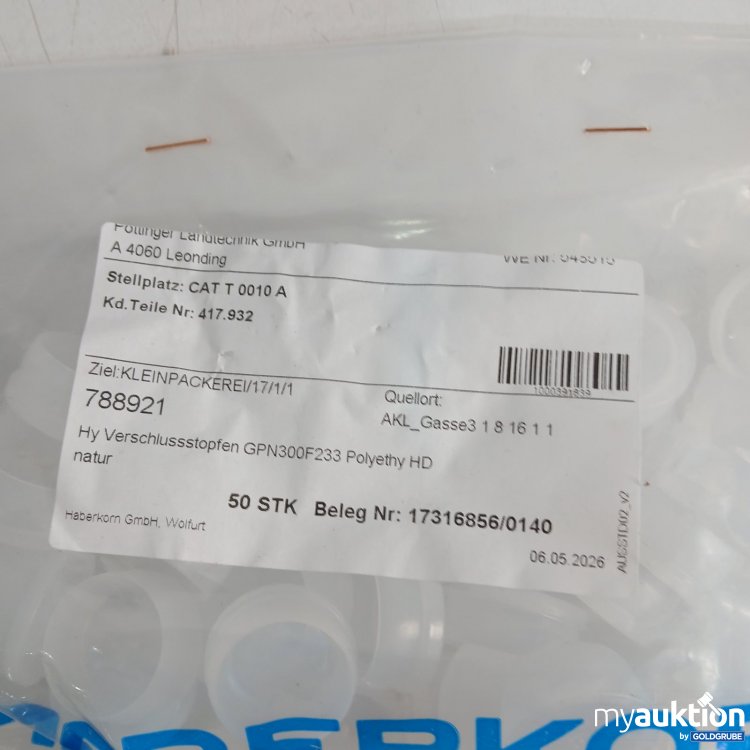 Artikel Nr. 466818 Artikel Nr. 466818: Haberkorn Verschlussstopfen GPN300F233 Polyethy HD natur 50stk
