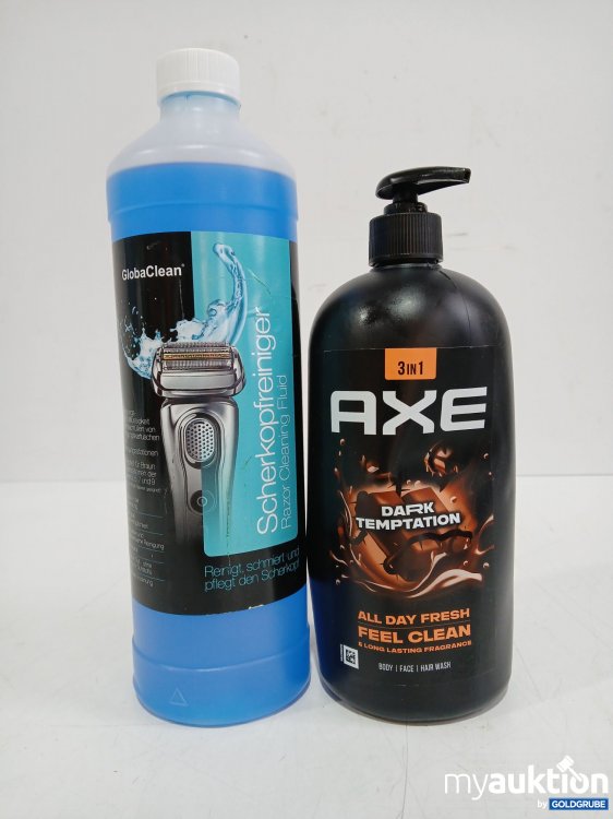 Artikel Nr. 990819 Artikel Nr. 990819: AXE Duschgel Dark Temptation 900ml + Globa Clean Scherkopfreiniger 1l
