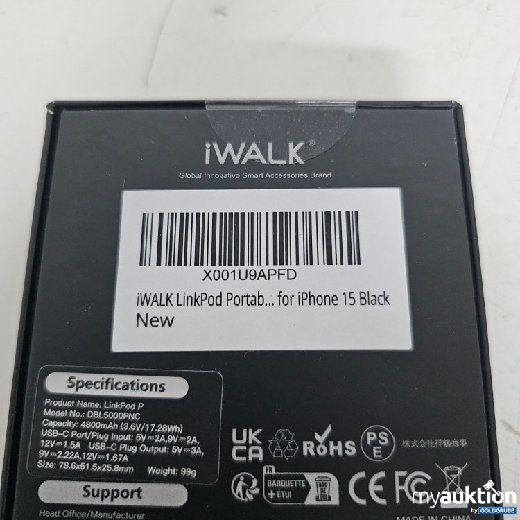 Artikel Nr. 398821 Artikel Nr. 398821: IWalk Fast Charge LinkPod für iPhone 15 Black