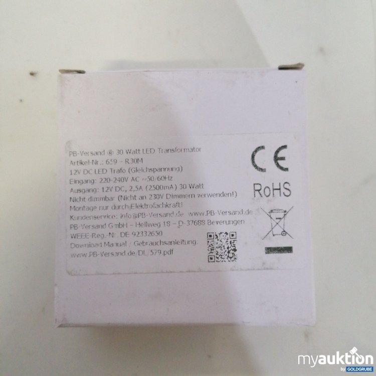 Artikel Nr. 757821 Artikel Nr. 757821: Teansformator 30Watt LED 12V (Gleichspannung)
