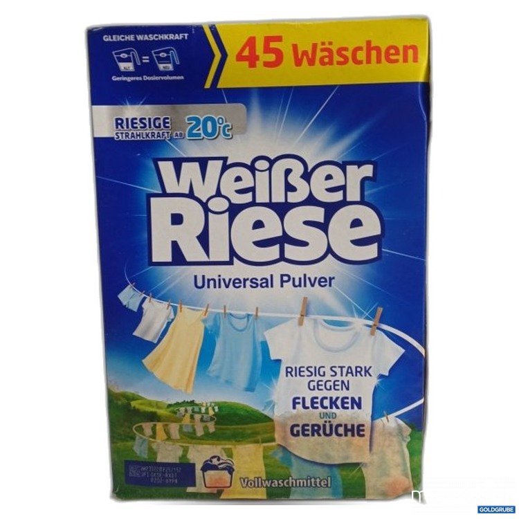 Artikel Nr. 463822: Weißer Riese Universal Pulver Vollwaschmittel 45 Wäschen Verpackung verschmutzt