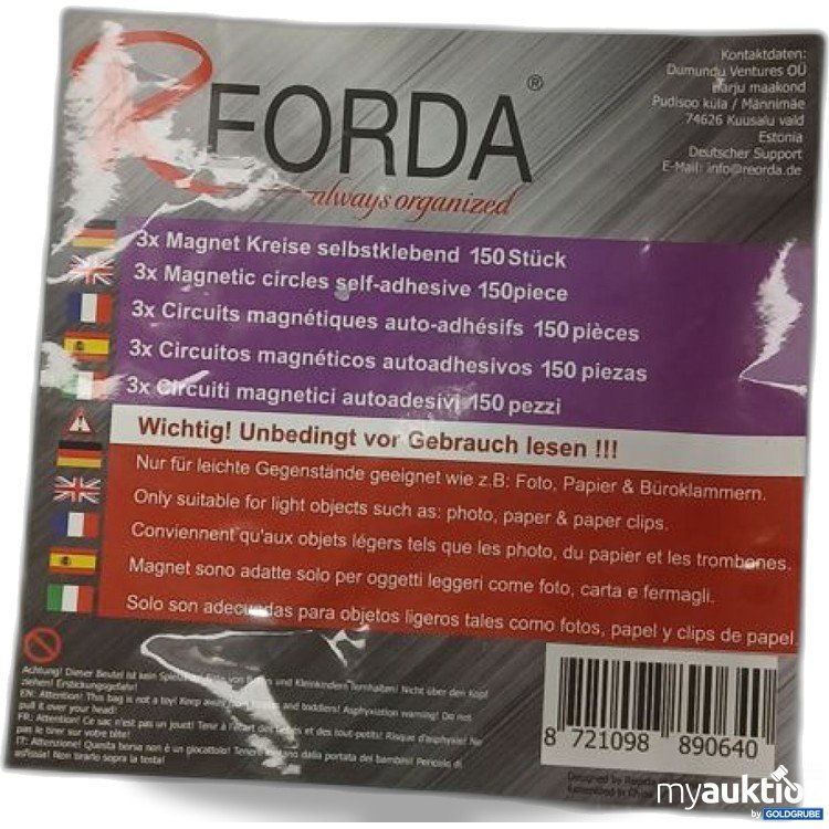 Artikel Nr. 929822 Artikel Nr. 929822: FORDA Magnet Kreise selbstklebend 150 Stück