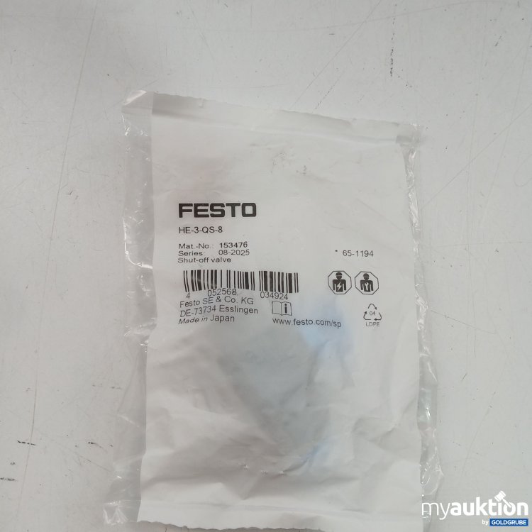 Artikel Nr. 444823 Artikel Nr. 444823: Festo HE-3-QS-8 Shut-off valve