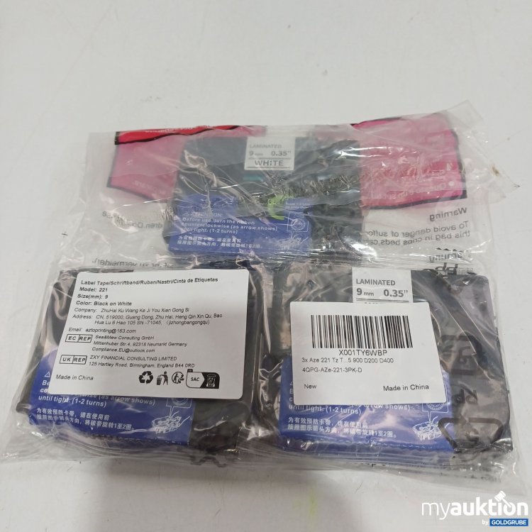 Artikel Nr. 894823: Schriftband, Model 221, 9mm, schwarz auf weiß, 3Stk.