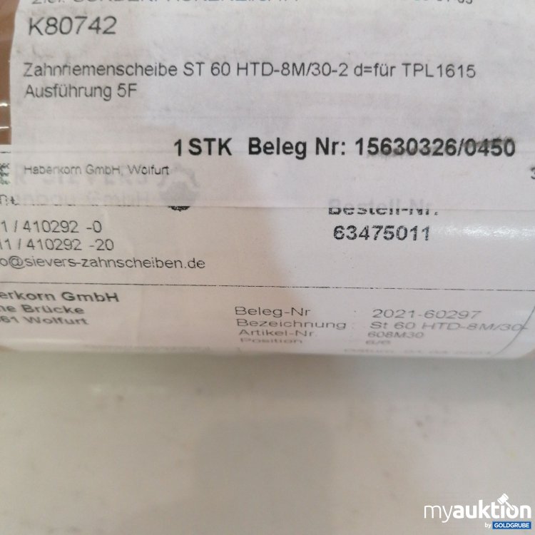 Artikel Nr. 380827 Artikel Nr. 380827: Zahnriemenscheibe ST 60HTD-8M/30-2d = für TPL1615