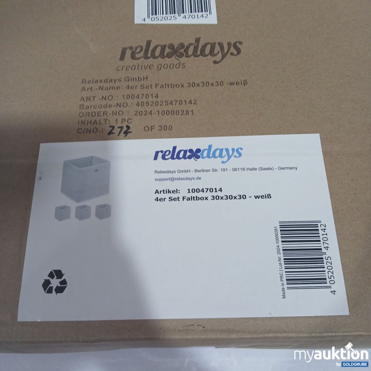 Artikel Nr. 904827: Relaxdays 4er Set Faltbox 30x30x30 weiß