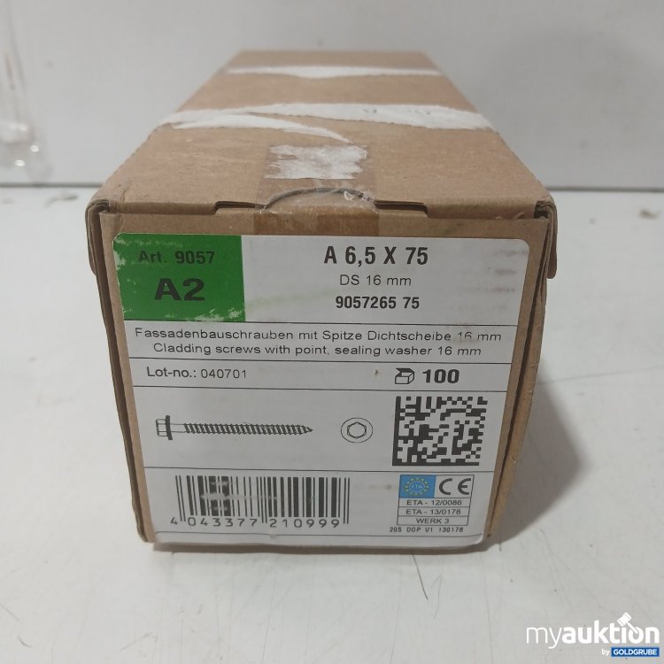 Artikel Nr. 443829 Artikel Nr. 443829: Fassadenbauschrauben A2 6,5 x 75 mm mit Dichtscheibe 16mm 100Stk