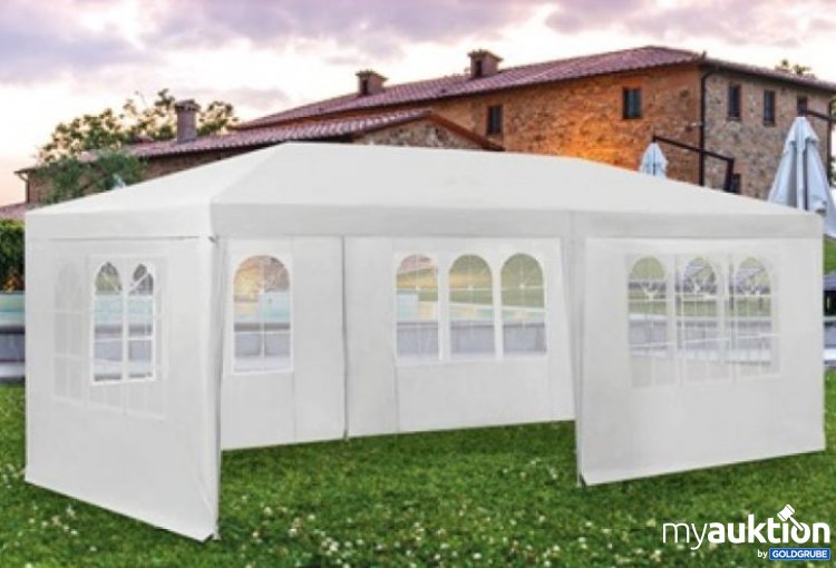 Artikel Nr. 922829: Pavillon 3 x 6 m inkl. 6 Seitenteile mit Fenster, weiß