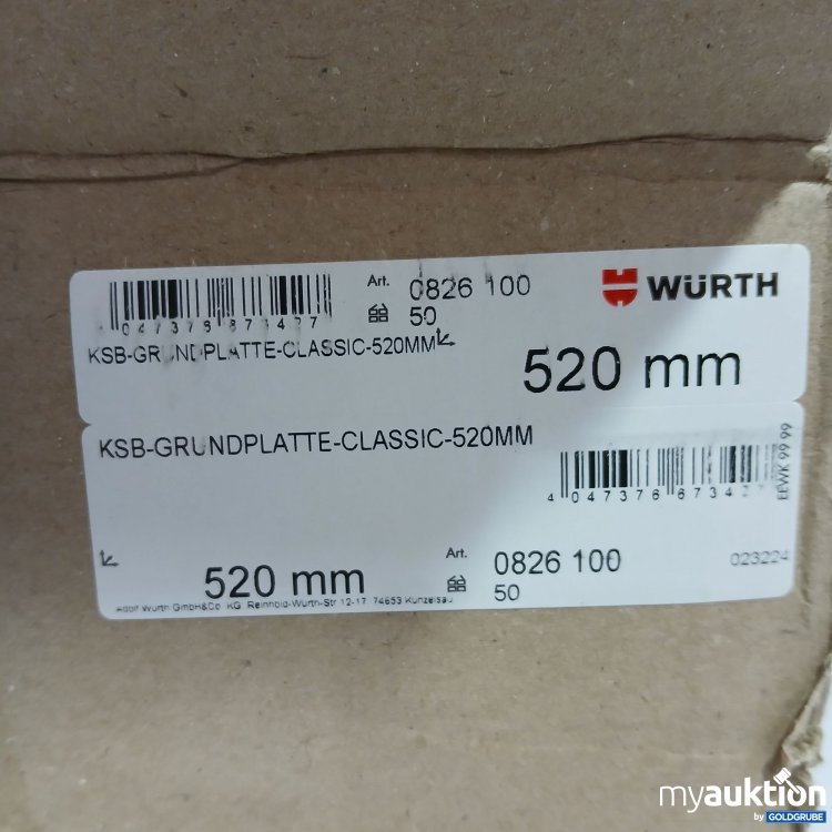 Artikel Nr. 436830 Artikel Nr. 436830: Würth KSB-Grundplatte classic Kennzeichenhalterung 520mm