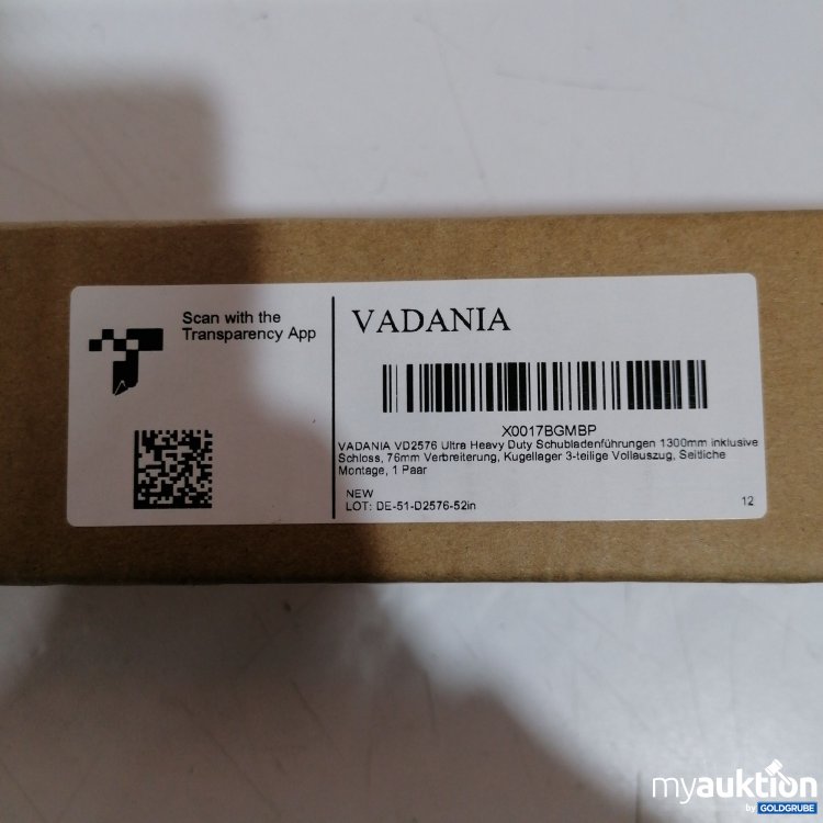 Artikel Nr. 887832: Vadania VD2576 Schubladenführungen 1300mm mit Schloss X0017BGMBP 