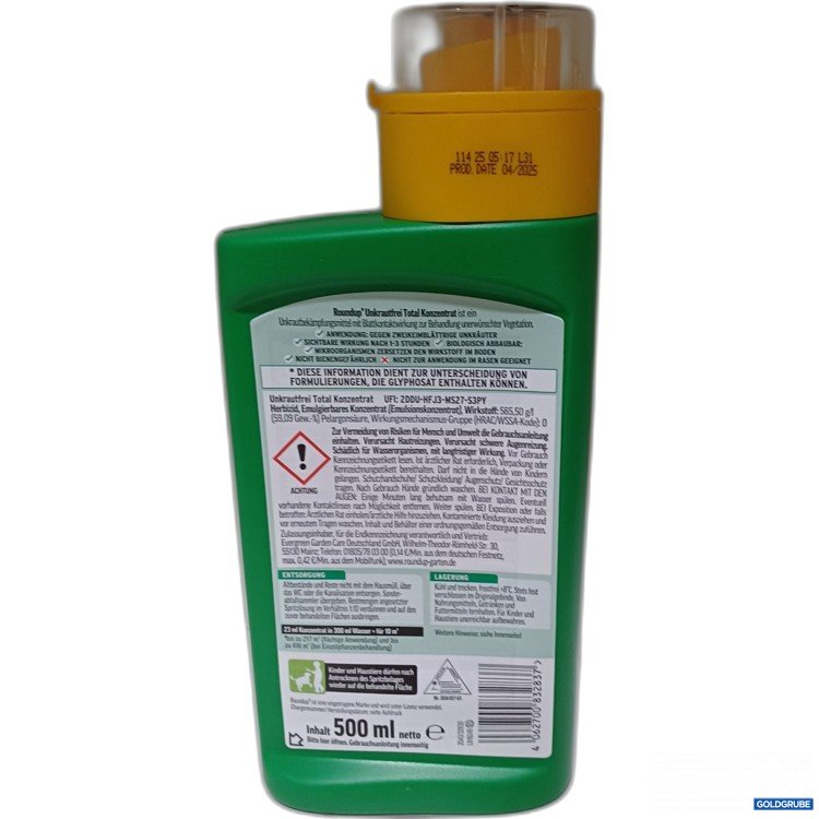 Artikel Nr. 986832 Artikel Nr. 986832: Roundup Unkrautfrei Total Konzentrat, 500ml