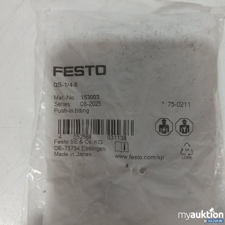 Artikel Nr. 443833 Artikel Nr. 443833: Festo QS-1/4-6 Push-in fitting 10Stk
