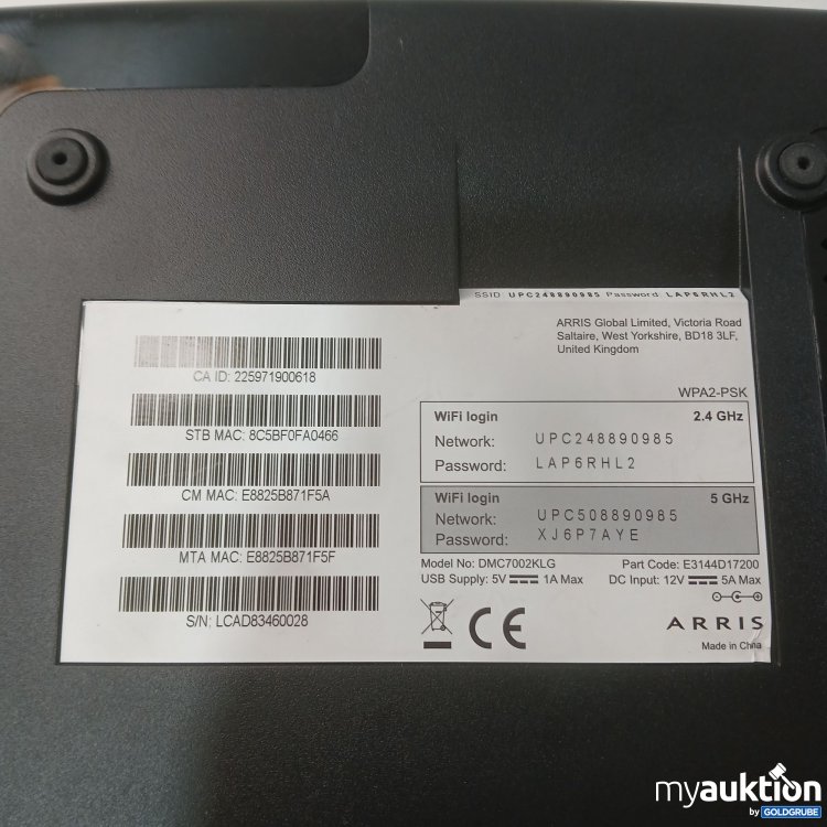 Artikel Nr. 983833 Artikel Nr. 983833: Arris Mqgebta Horizon Box Model.No. DMC7002KLG