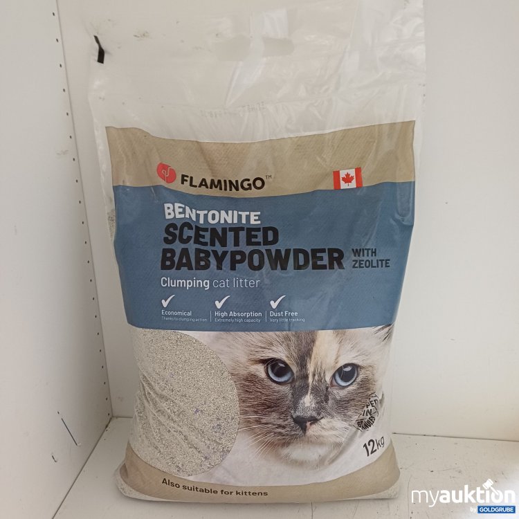 Artikel Nr. 988833: Flamingo Bentonit Katzenstreu mit Babypuderduft, 12kg