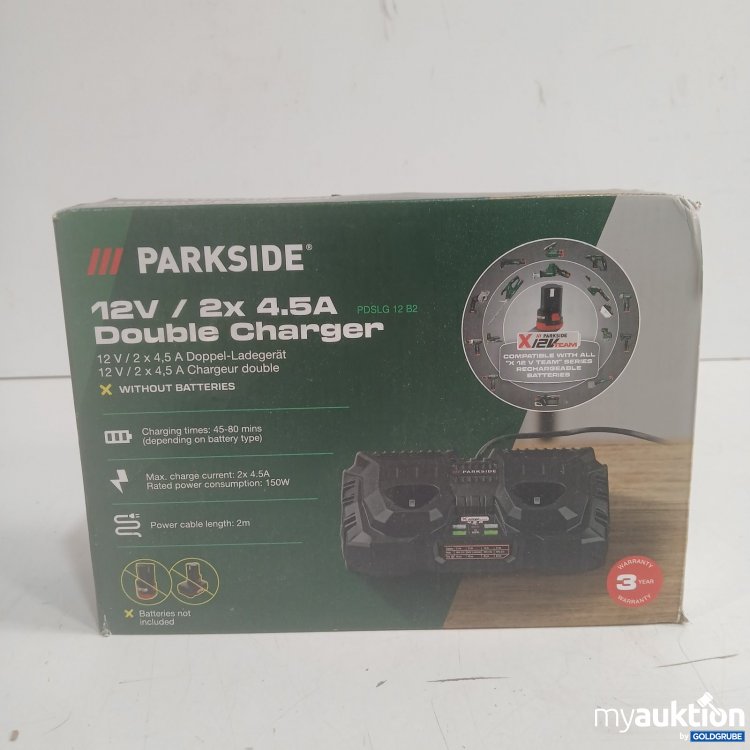 Artikel Nr. 468837 Artikel Nr. 468837: PARKSIDE 12V 2x 4,5A Doppel-Ladegerät PDSLG12B2