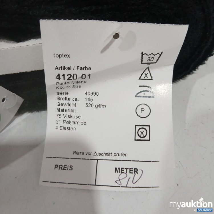 Artikel Nr. 441841: toplex Stoffrolle Schwarz 4120-01 Breite 145 Länge 8m