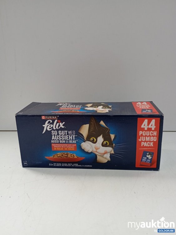 Artikel Nr. 465841: Purina Felix Katzenfutter So Gut Wie Es Aussieht 44 Pouch Jumbo Pack
Geschmacksvielfalt vom Land in Gelee mit Rind, Huhn, Ente, Lamm.