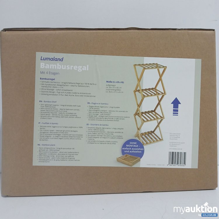 Artikel Nr. 904842: Lumaland Bambusregal mit 4 Etagen ca. 28x25x85cm 