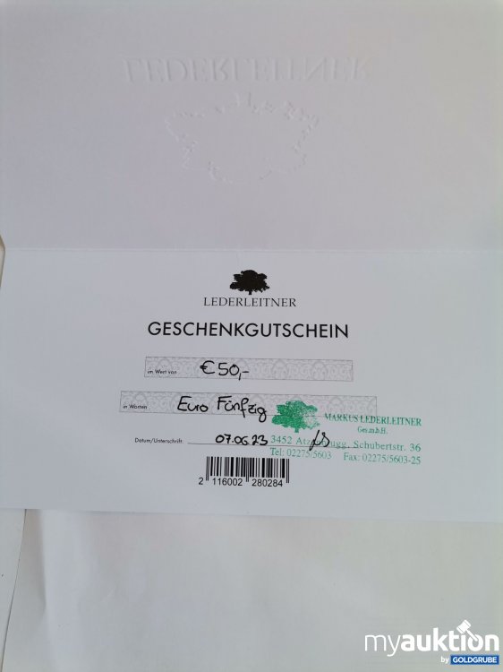 Artikel Nr. 845843 Artikel Nr. 845843: Lederleitner Gutschein Wert 50 Euro