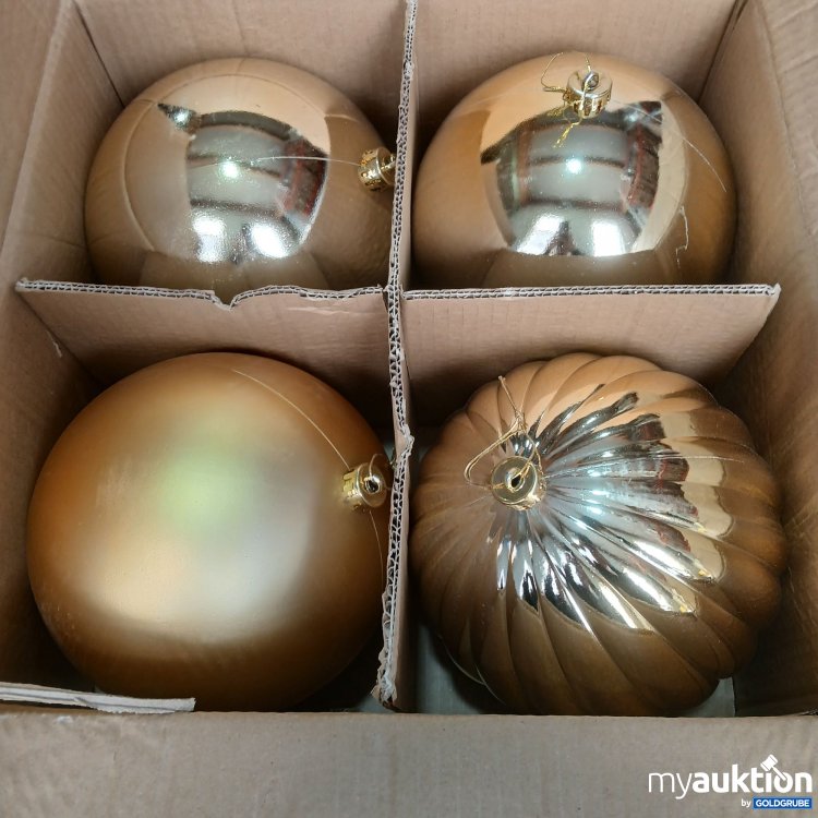 Artikel Nr. 971844: 4 Große Christbaumkugeln weiß ca ø 20cm Platik Gold 