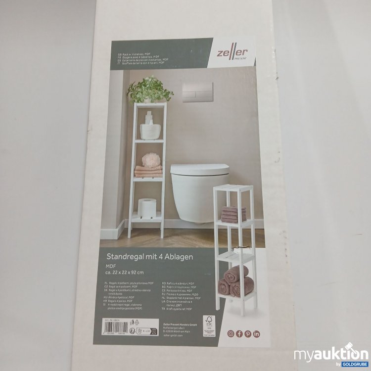 Artikel Nr. 904845: Zeller Standregal mit 4 Ablagen MDF ca. 22x22x92cm 