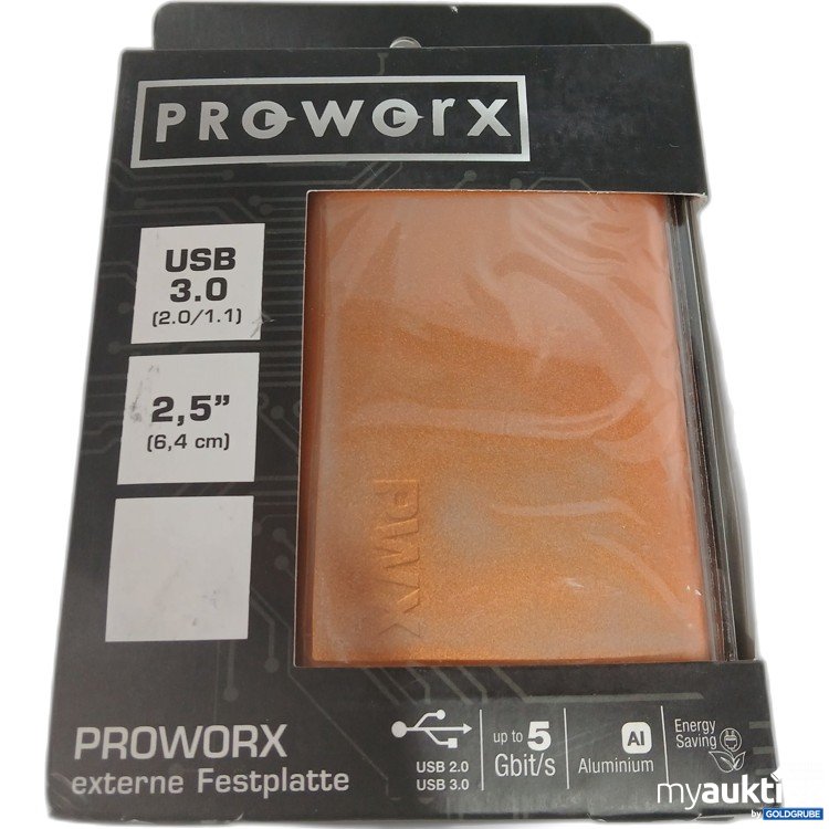 Artikel Nr. 962845: Proworx externe Festplatte USB 3.0 metallic orange  