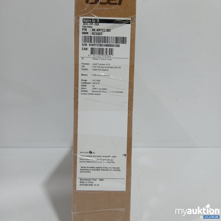 Artikel Nr. 904846: Acer Aspire Go 15 AG15-31P-C0JX Pure Silver 4GB 