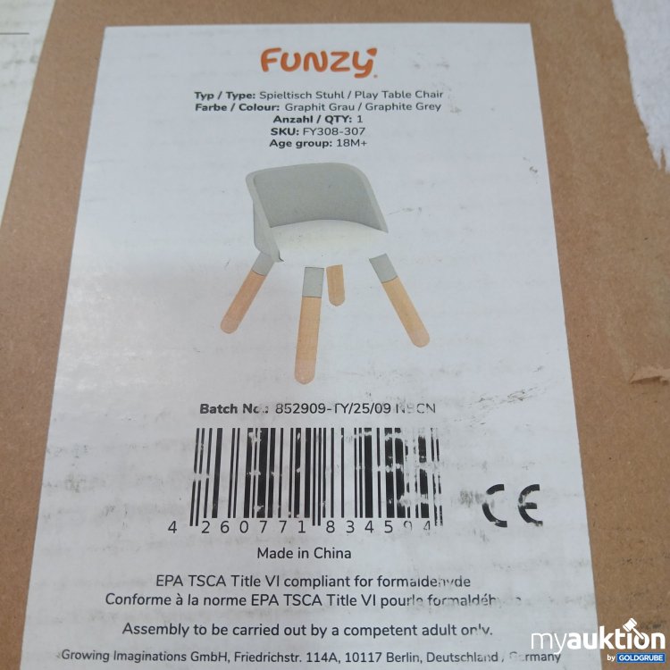 Artikel Nr. 444851: Funzy Spieltisch Stuhl Graphit Grau 