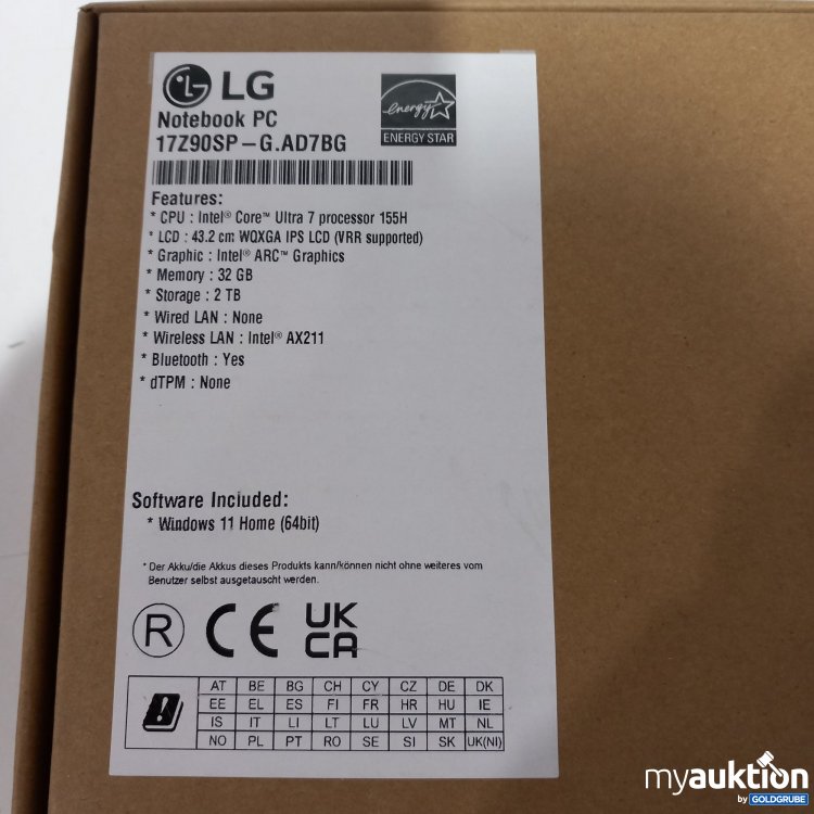 Artikel Nr. 825851 Artikel Nr. 825851: LG Notebook PC gram 17Z90PS - G.AD7BG