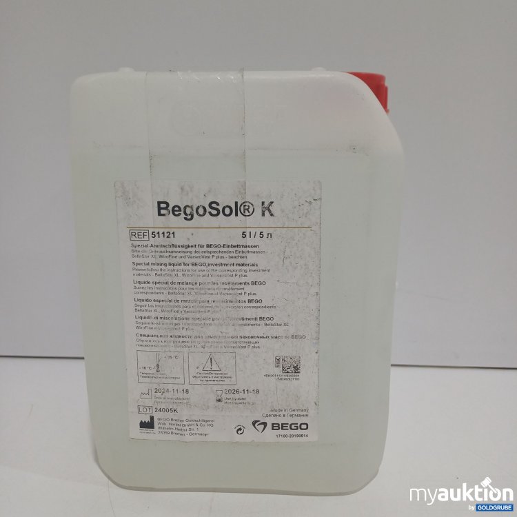 Artikel Nr. 523852: BegoSol K, Spezial-Anmischflüssigkeit für BEGO-Einbettmassen ca. 5L