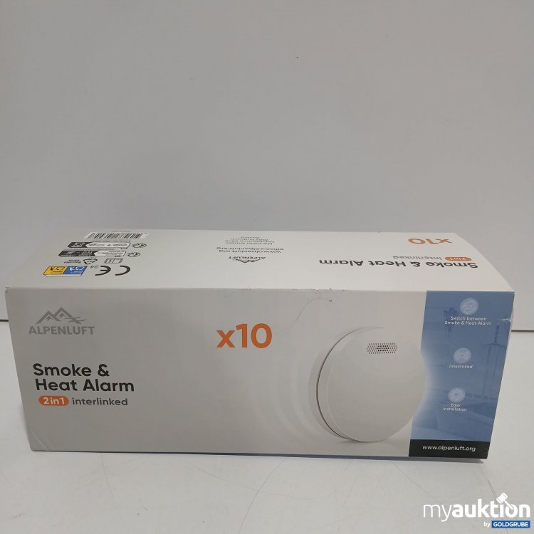 Artikel Nr. 957852: Alpenluft Smoke & Heat Alarm 2in1 10x Alarm 1x User Manual 1x Assembly Set 