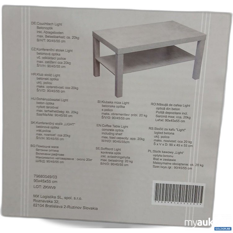 Artikel Nr. 971852: Couchtisch Light Betonoptik  90/45/45cm 79680049-03