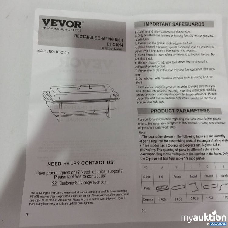 Artikel Nr. 814856 Artikel Nr. 814856: Vevor Tough Tools Rectangle Chafing Dish DT-C1014