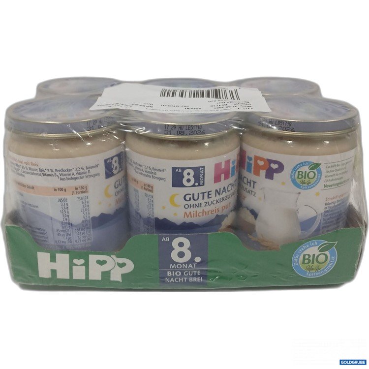 Artikel Nr. 961857: Hipp Bio Gute Nacht Milchreis Pur 6x 190g