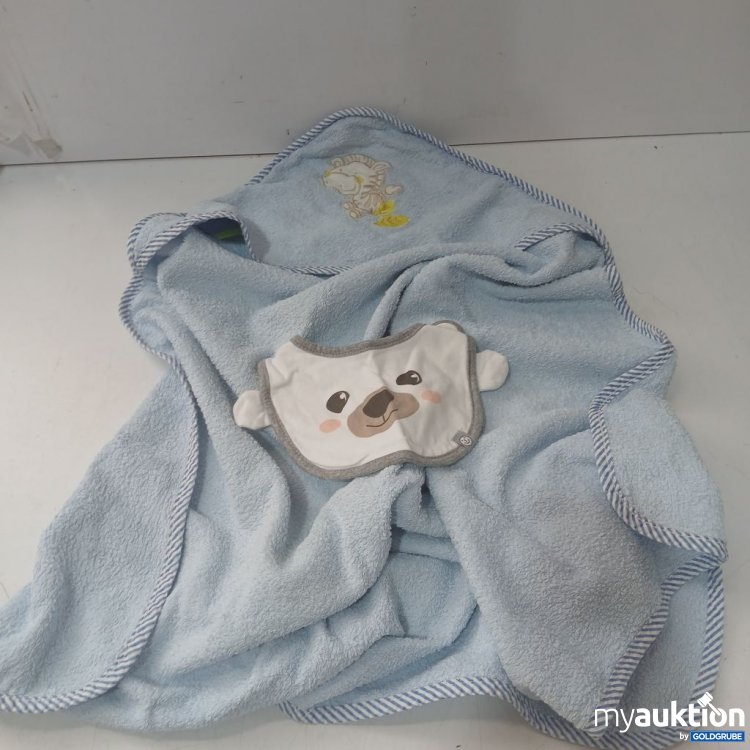 Artikel Nr. 930858 Artikel Nr. 930858: Babyhandtuch mit Kapuze blau und Lätzchen
