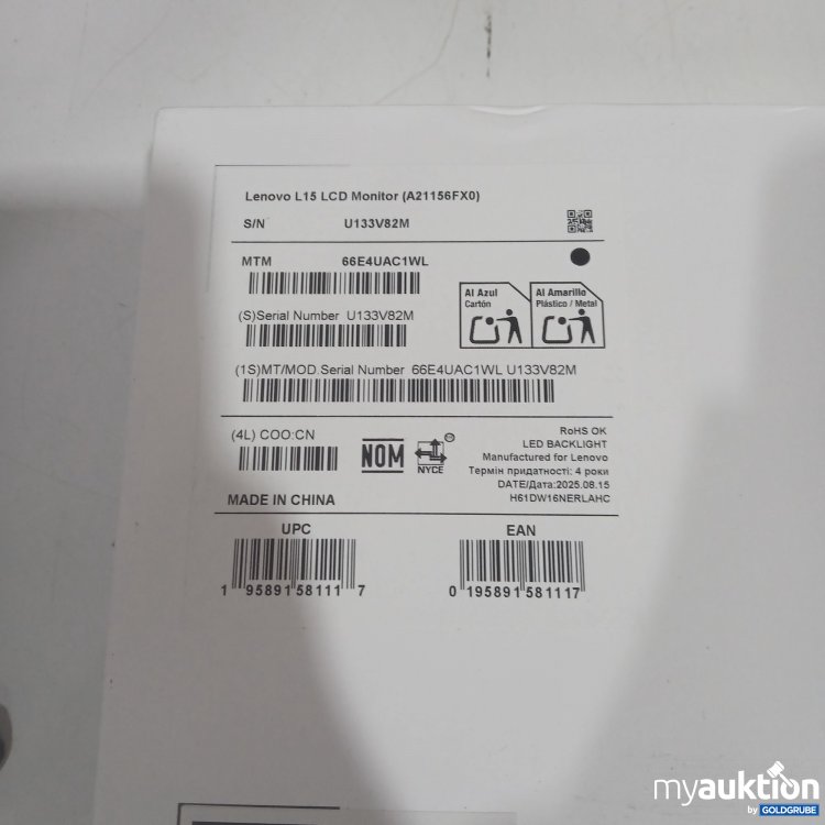 Artikel Nr. 998858 Artikel Nr. 998858: Lenovo Monitors Lenovo L15 Mobile Monitor A21156FX0