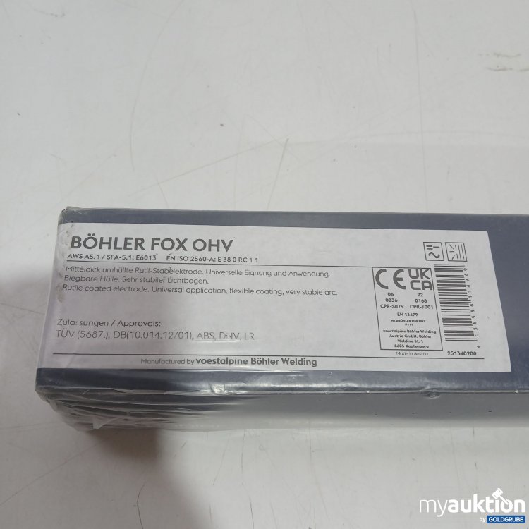 Artikel Nr. 985860 Artikel Nr. 985860: Böhler Fox OHV Mitteldick umhüllt Rutil-Stabelektrode
