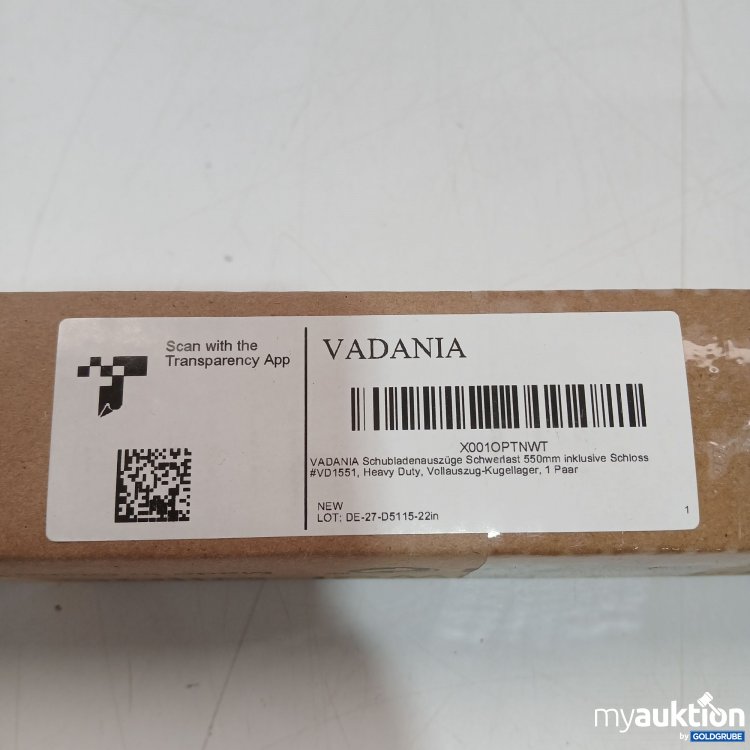 Artikel Nr. 957861: Vadania Schubladenauszüge Schwerlast 550mm inklusive Schloss 