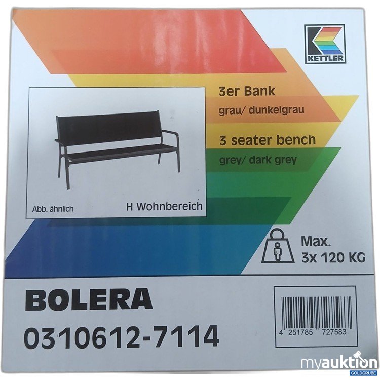 Artikel Nr. 993861 Artikel Nr. 993861: Kettler 3er Bank Grau/ Dunkelgrau Bolera 0310612-7114
