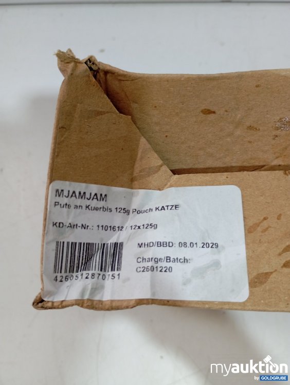 Artikel Nr. 465862: MJAMJAM 1 Set Pute an Kürbis 12x125g Katzenfutter
Verpackung verschmutzt