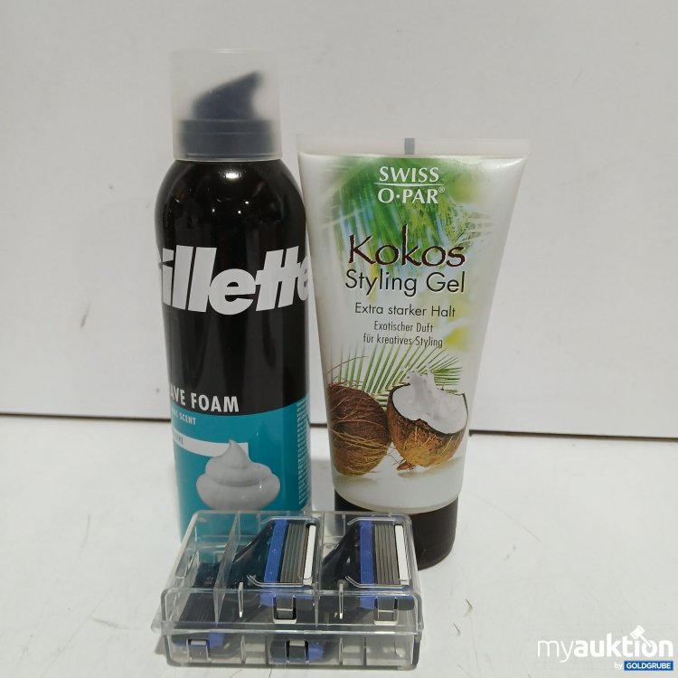 Artikel Nr. 470862: Gillette Rasierschaum + Swiss O Par Kokos Styling Gel, 4 Stk Rasierklingen
