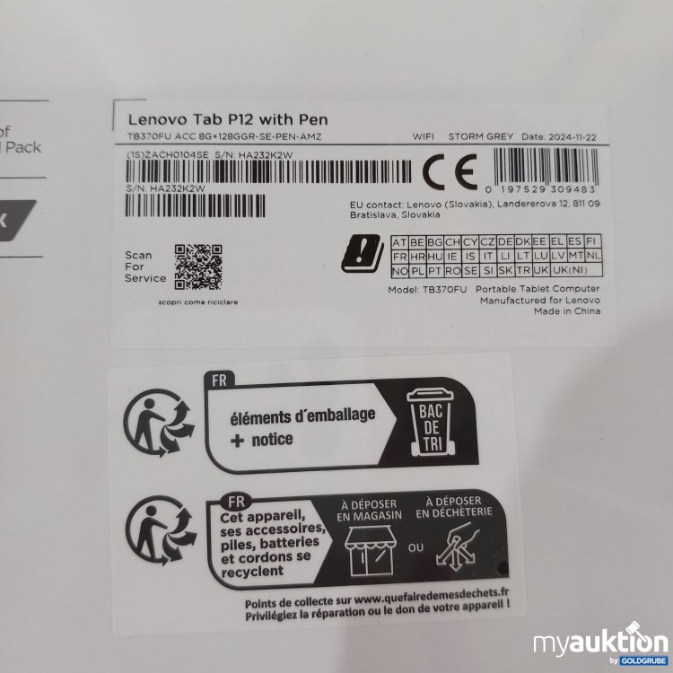 Artikel Nr. 825863 Artikel Nr. 825863: Lenovo Tab P12 with Tab Pen Plus T8370FU ACC 8G+12BGGR-SE-PEN-AMZ