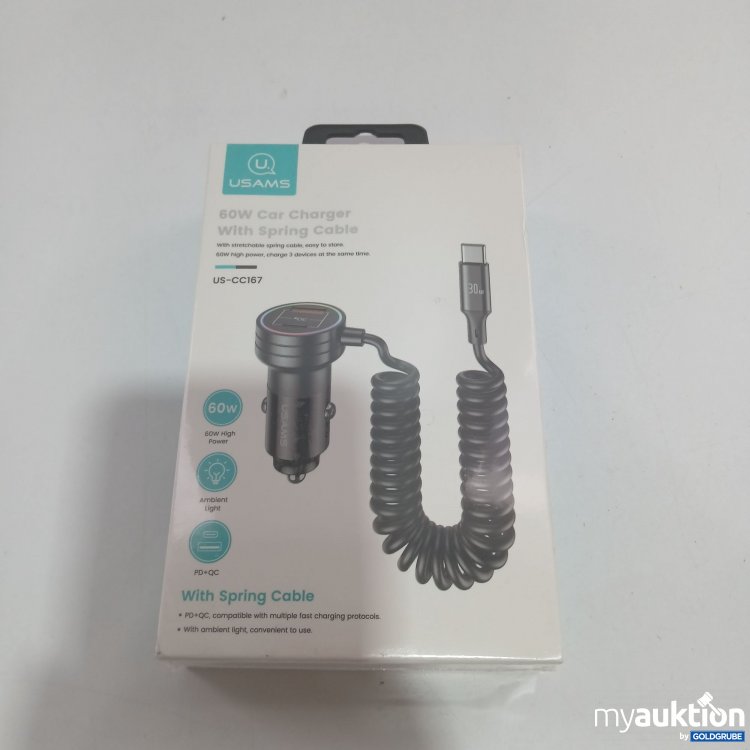 Artikel Nr. 826863 Artikel Nr. 826863: Usams 60W Car Charger With Spring Cable US-CC167